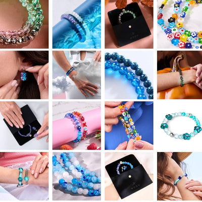 NOGU VAULT SALE 2025 collection featuring limited-edition colorful beaded bracelets in blue, teal, floral and crystal styles.