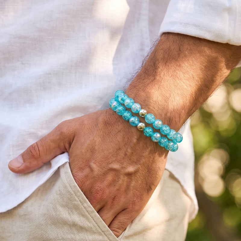Blue Curacao | .925 Sterling Silver | Bubble Glass Bracelet