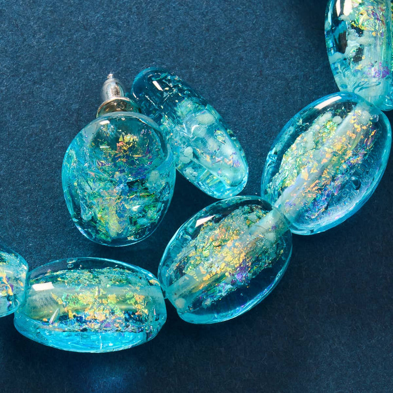 Turquoise | .925 Sterling Silver | Firework Glass Pebble Earrings