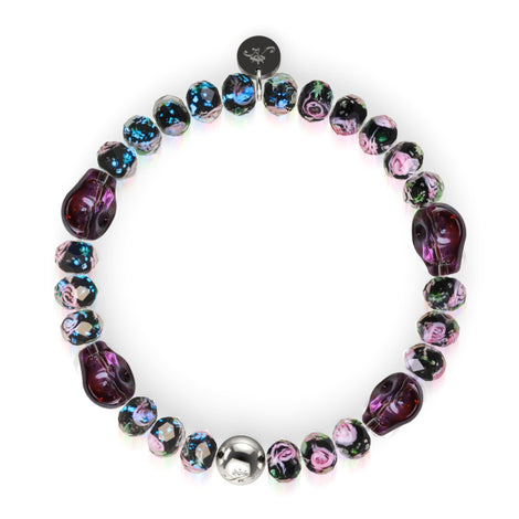 Midnight Blossom | Firefly Glass Diamonds Skull Bracelet