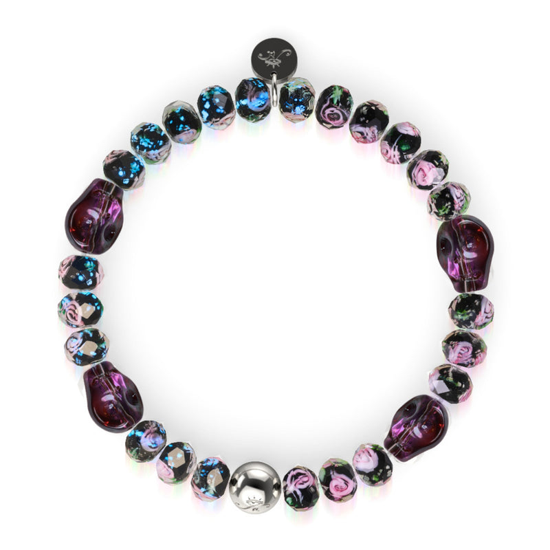 Midnight Blossom | Firefly Glass Diamonds Skull Bracelet