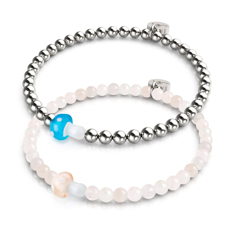 Firefly Glass Mushroom Bracelet 2 Set