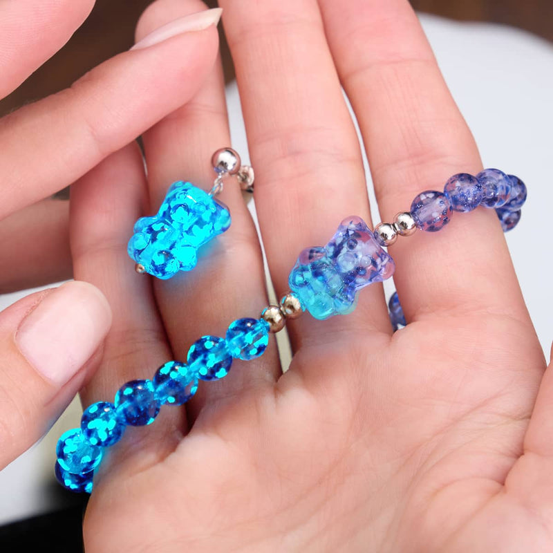 Tanzanite Firefly Glass .925 Silver Bracelet & Earrings Set