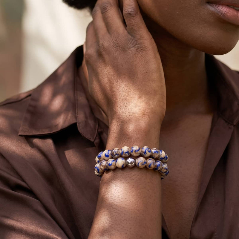 Azure Tides | Blue Sands | Firefly Glass Swirl Bracelet
