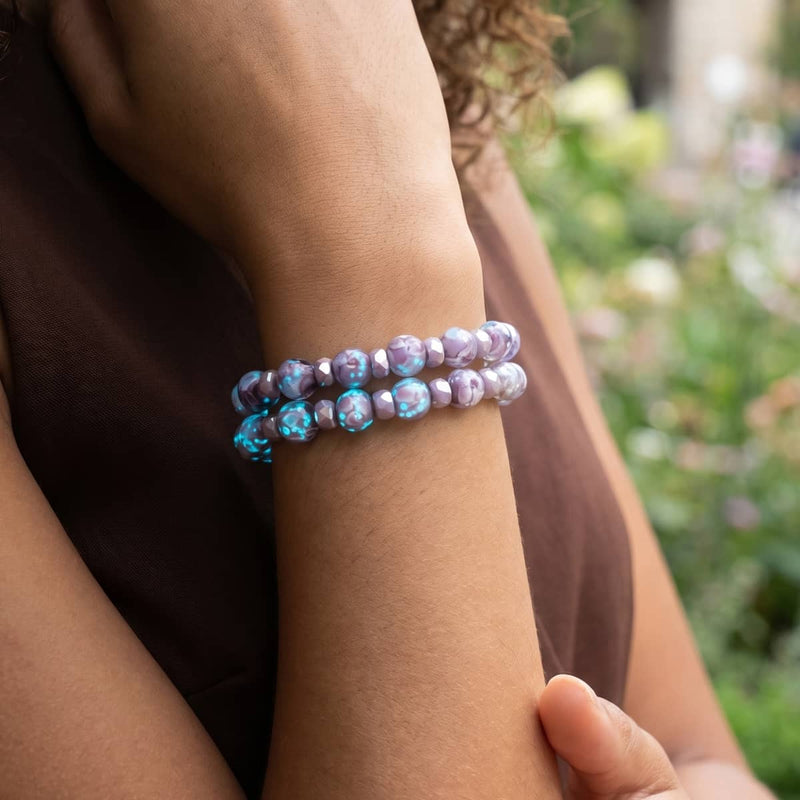 Purple Orchid | .925 Sterling Silver | Firefly Glass Blossom Bracelet