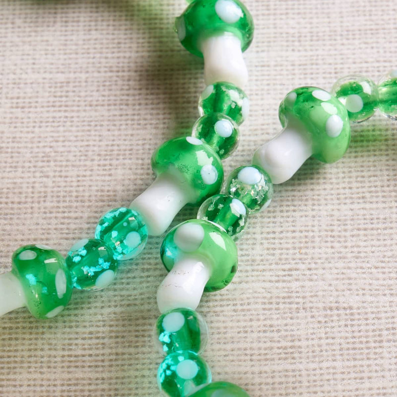 One Up | .925 Sterling Silver | Deluxe Firefly Glass Mushroom Bracelet