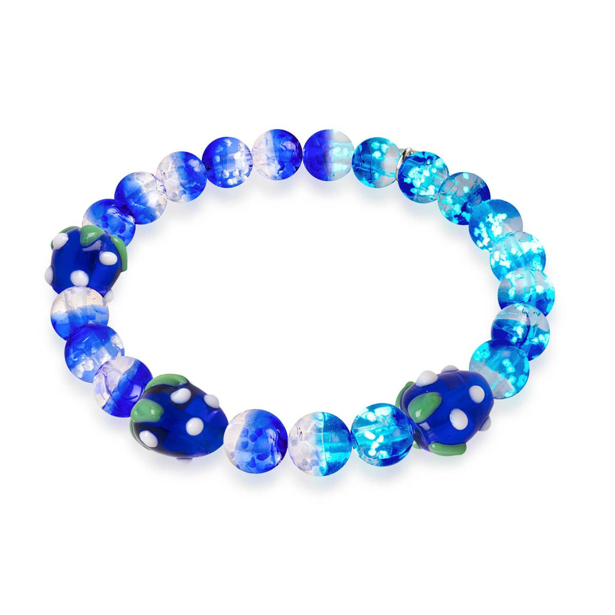 Blue Strawberry Fields | .925 Sterling Silver | Firefly Glass Berry Bracelet