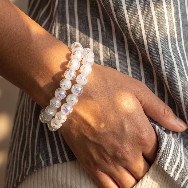 Rainbow White | .925 Sterling Silver | Firework Glass Bracelet