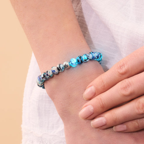Blue Period | .925 Sterling Silver | Picasso Firefly Glass Diamonds Bracelet