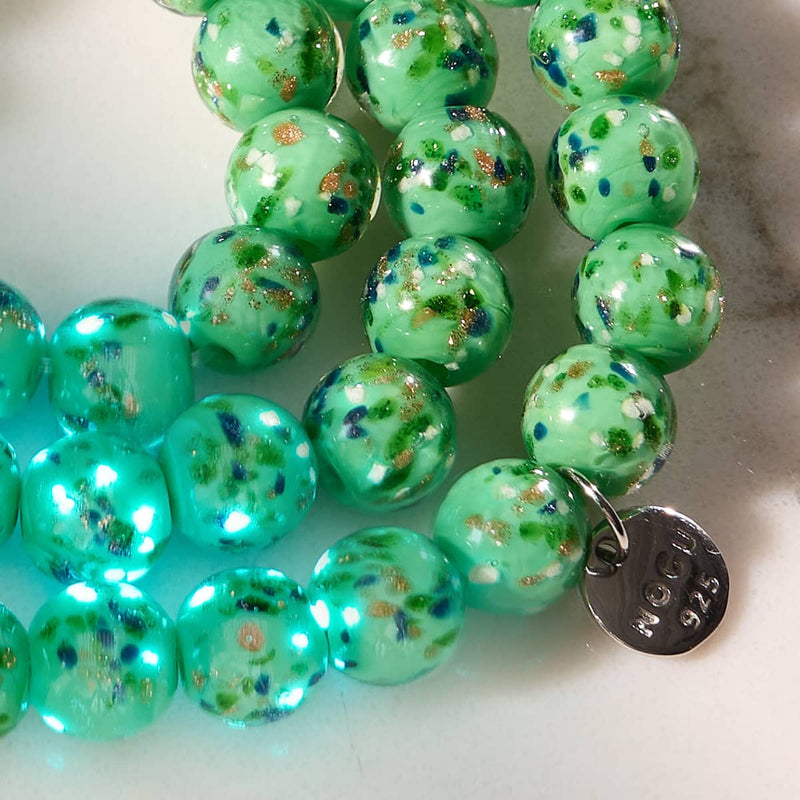 Emerald Firefly Glass Watercolor Bracelet