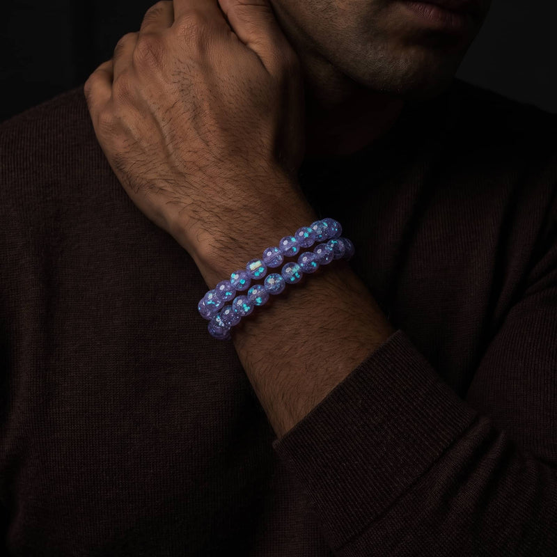 Violet Glimmer | .925 Sterling Silver | Firework Glass Bracelet