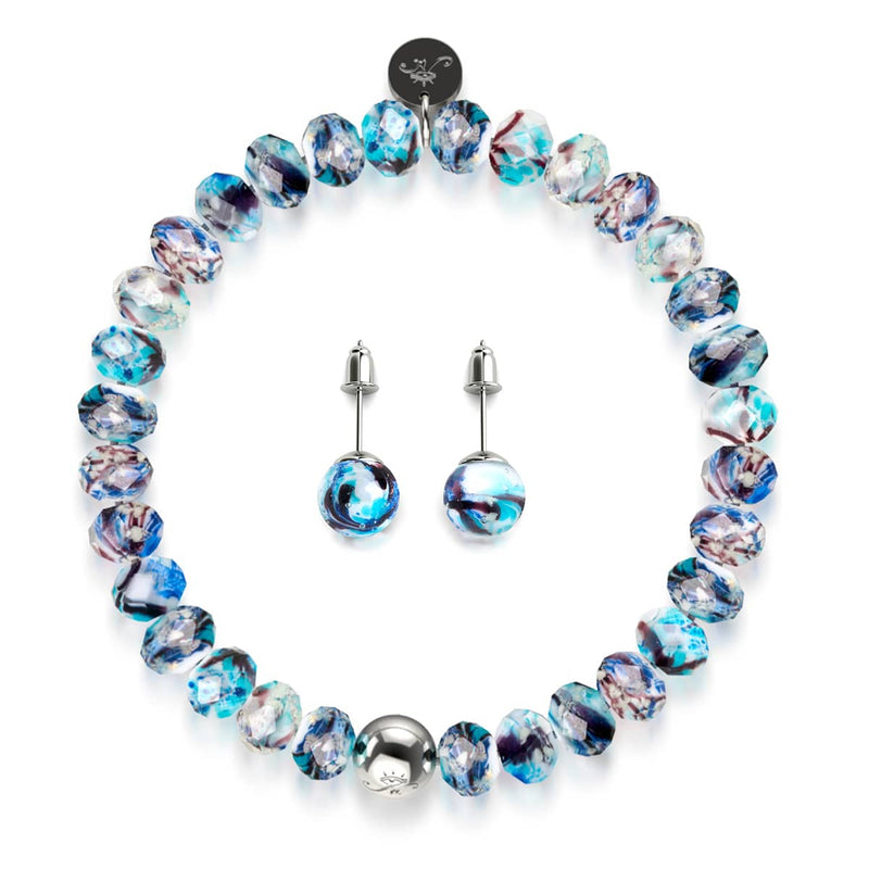 Blue Period Picasso Firefly Glass Bracelet & Earring Set