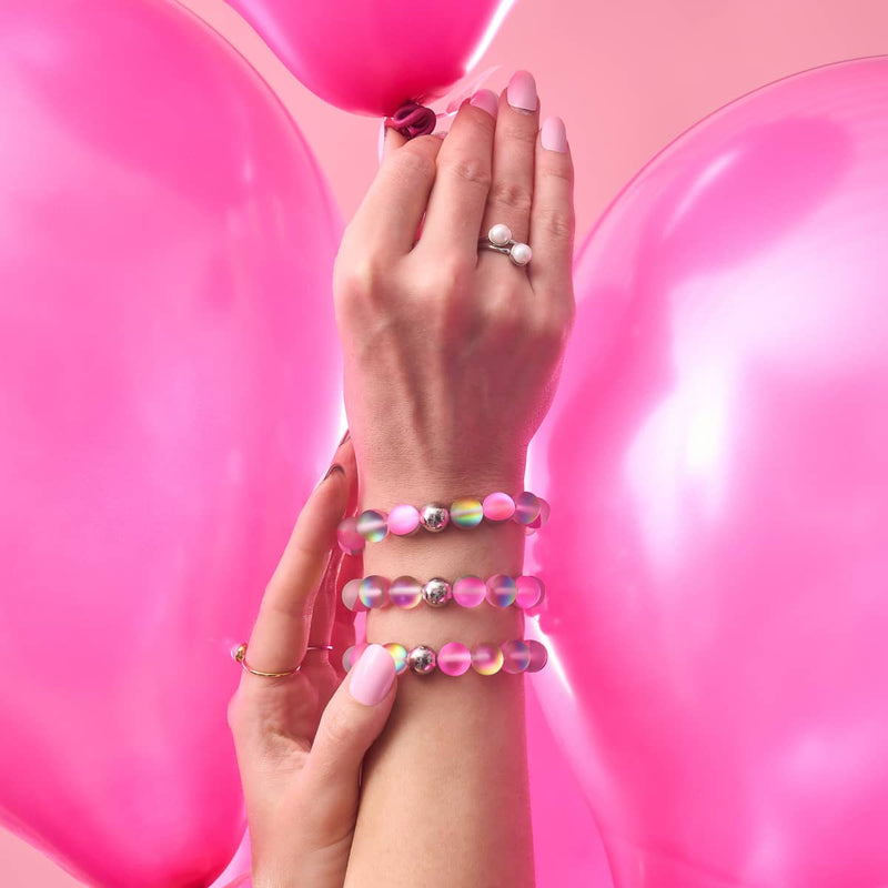 Unicorn Pink | Silver | Mermaid Glass Statement Bracelet