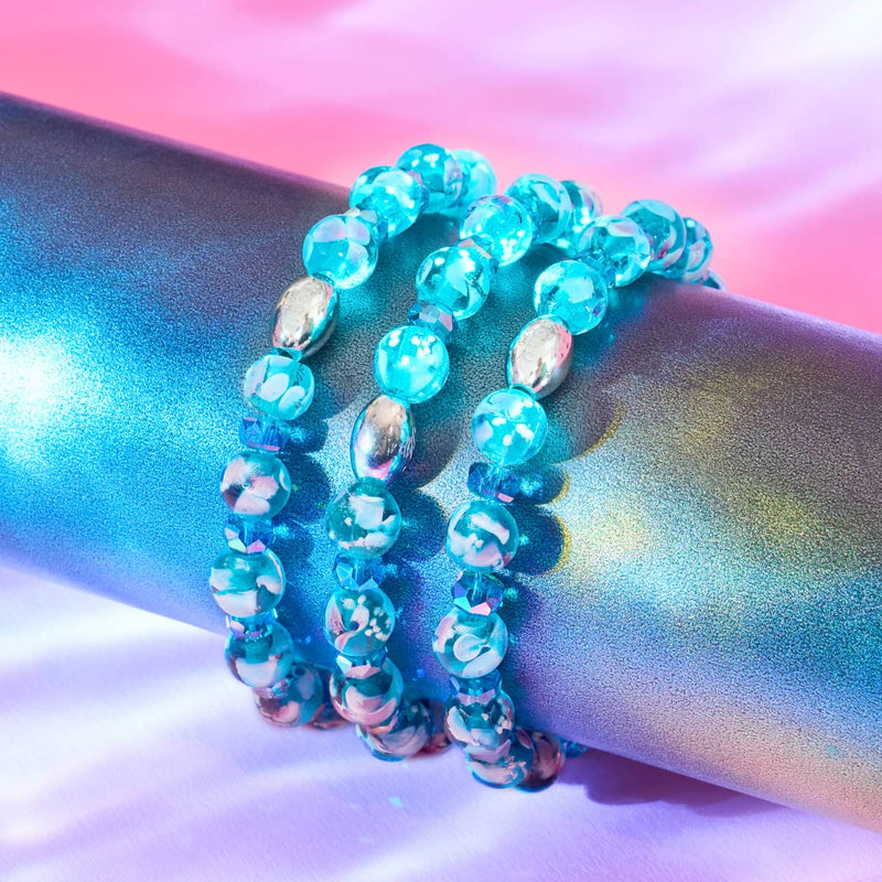 Teal Orchid | .925 Sterling Silver | Firefly Glass Blossom Bracelet