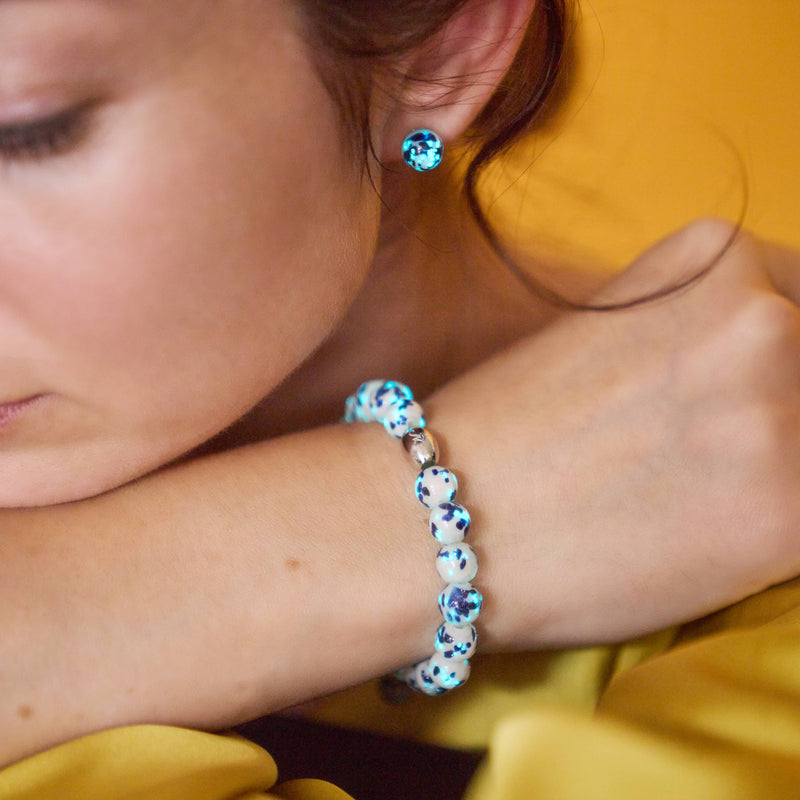 Starlit Waves Firefly Glass Bracelet and Earring Set