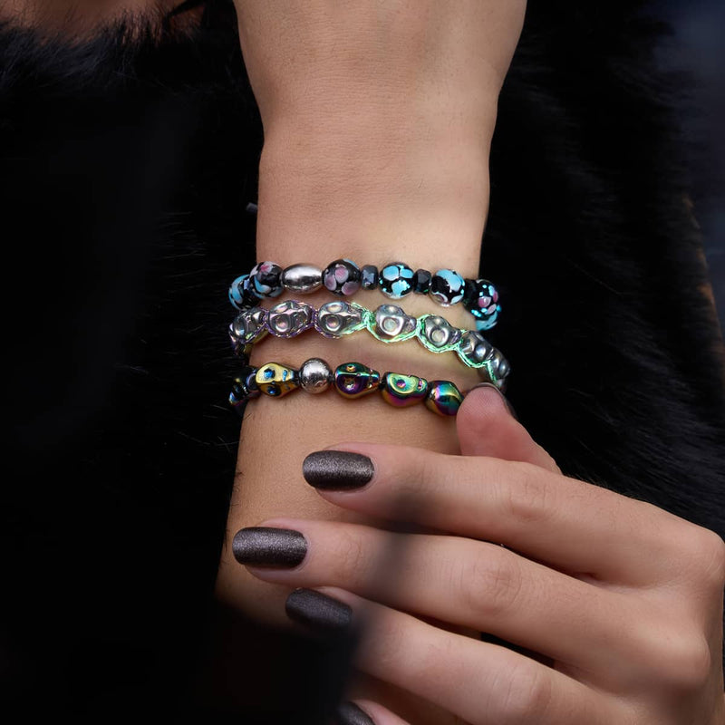 Black Orchid | .925 Sterling Silver | Firefly Glass Blossom Bracelet