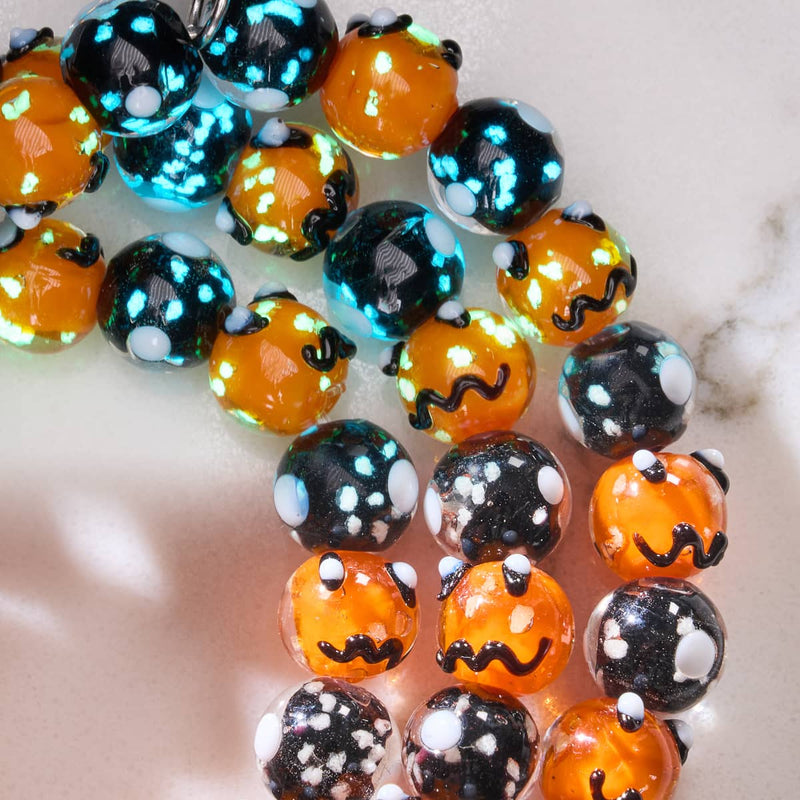 Midnight Pumpkin | Silver | Firefly Glass Pumpkin Bracelet