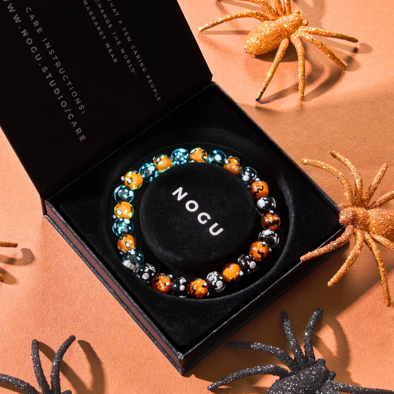 Midnight Pumpkin | Silver | Firefly Glass Pumpkin Bracelet
