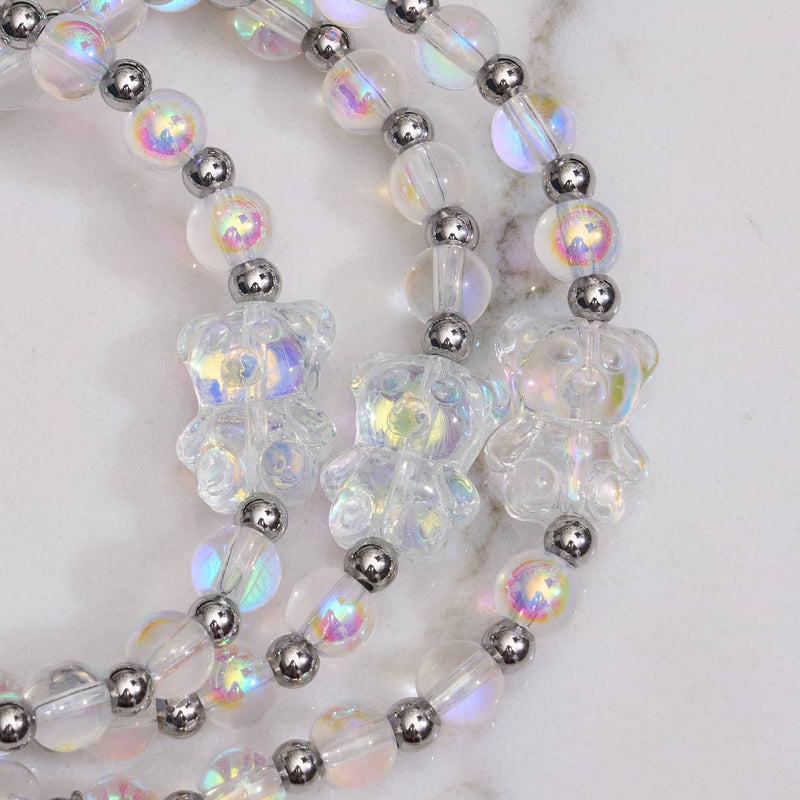 Unicorn White | Silver | Double Shimmer Bear Bracelet