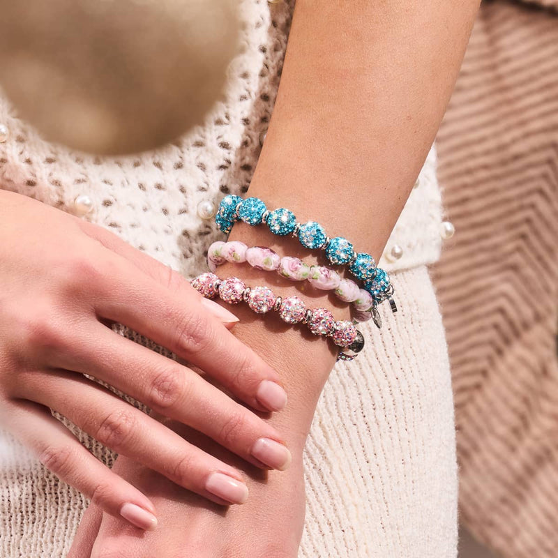 Pink Roses | .925 Sterling Silver | Firefly Glass Garden Bracelet