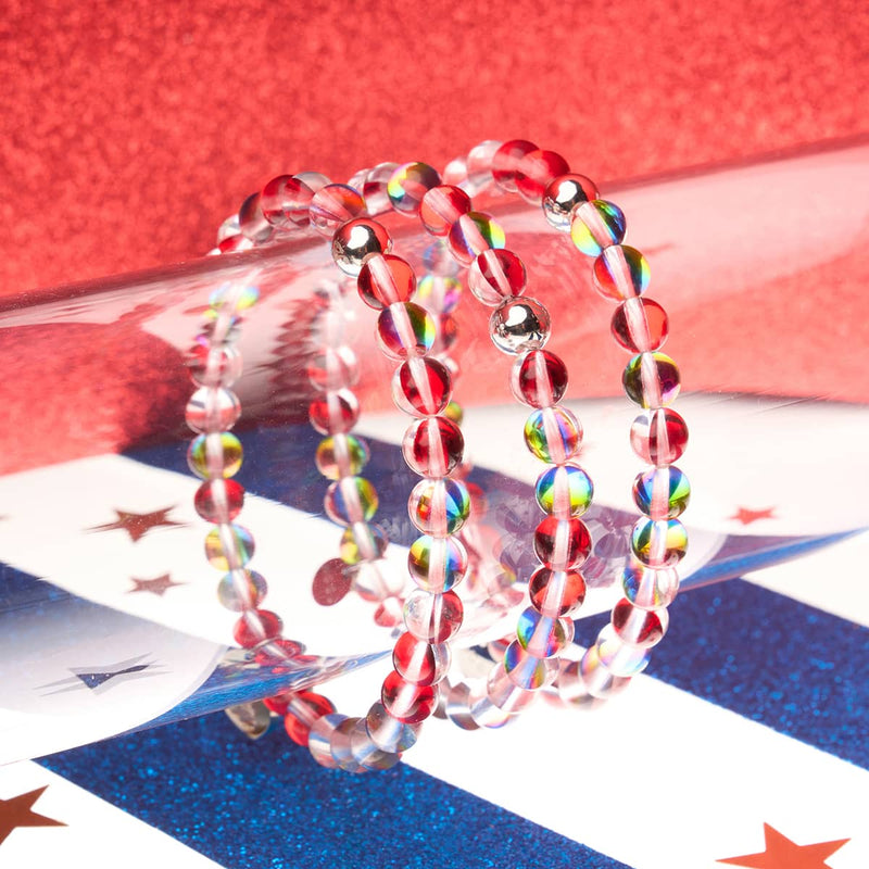 Mars Red | Silver | Galaxy Glass Bead Bracelet