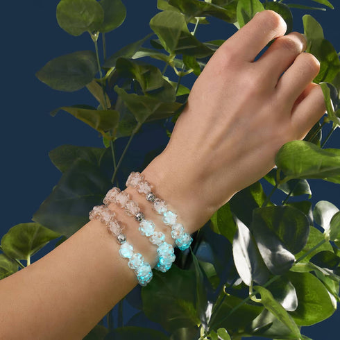 Ivory | Silver | Firefly Glass Clover Bracelet