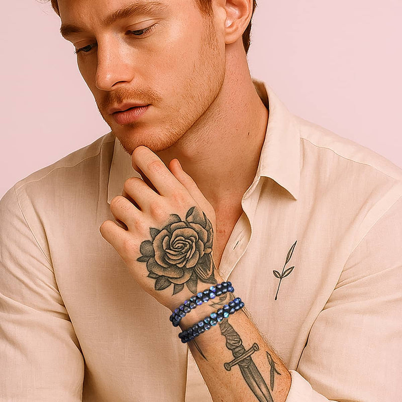 Grey | Silver | Double Mermaid Glass Bracelet