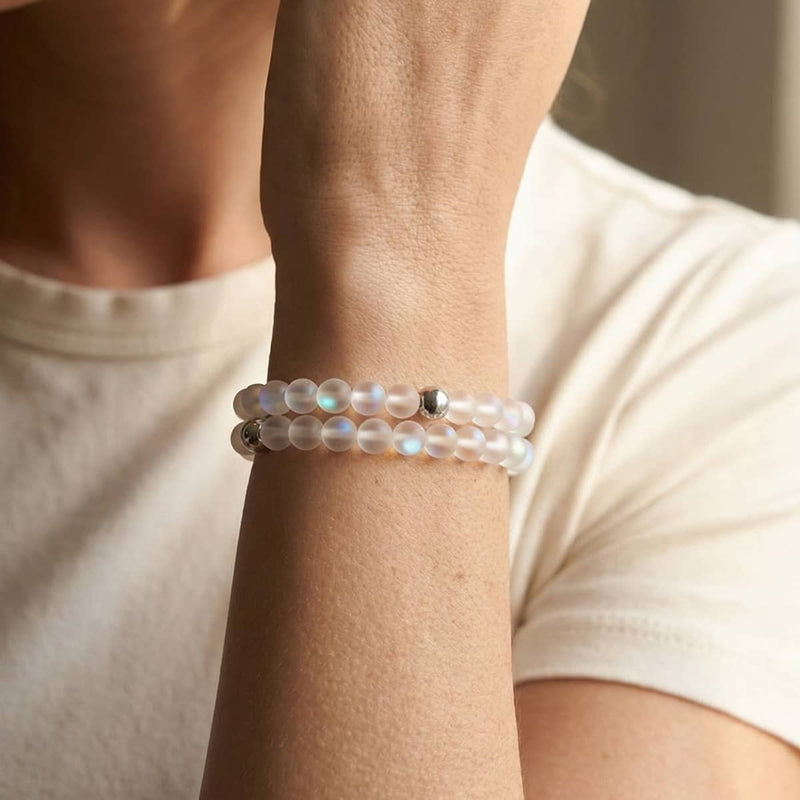 Rainbow White | Silver | Mermaid Glass Bead Bracelet