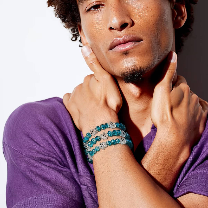 Teal Phantom | Silver | Firefly Glass Ghost Bracelet