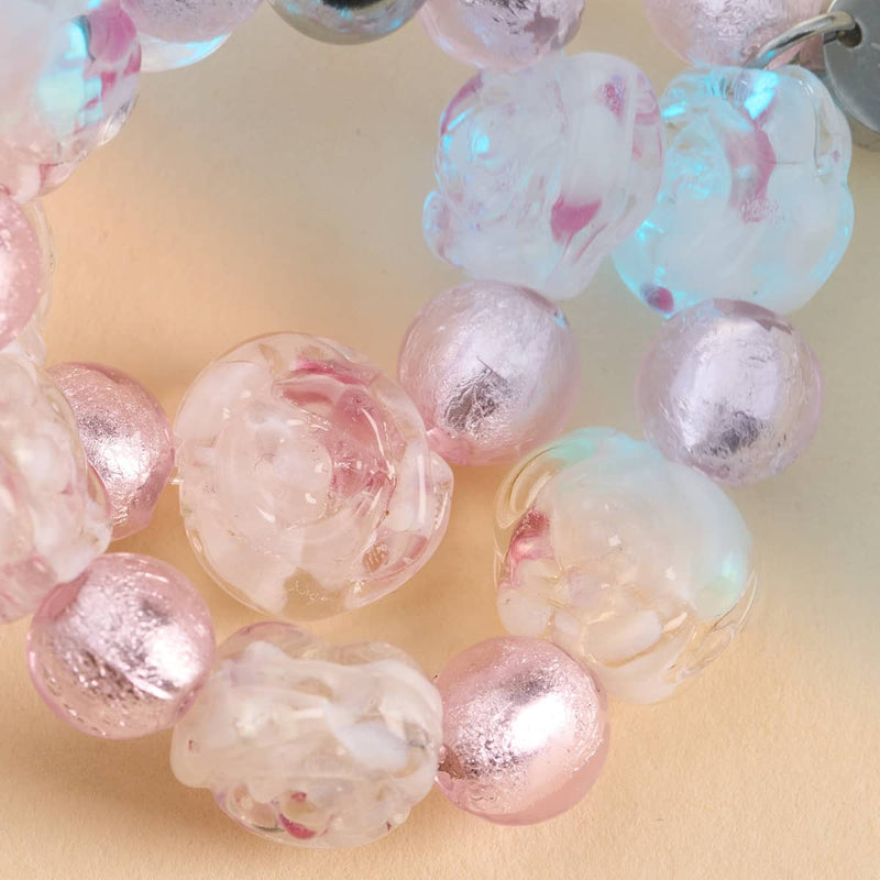 Pink Peony Firefly Glass Bloom Bracelet