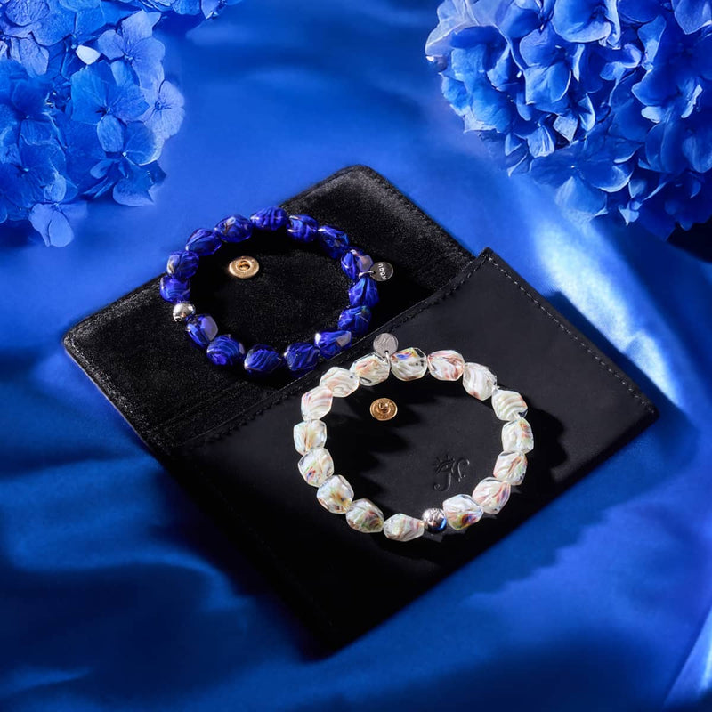 Sapphire Gem Glass Bracelet 2 Set