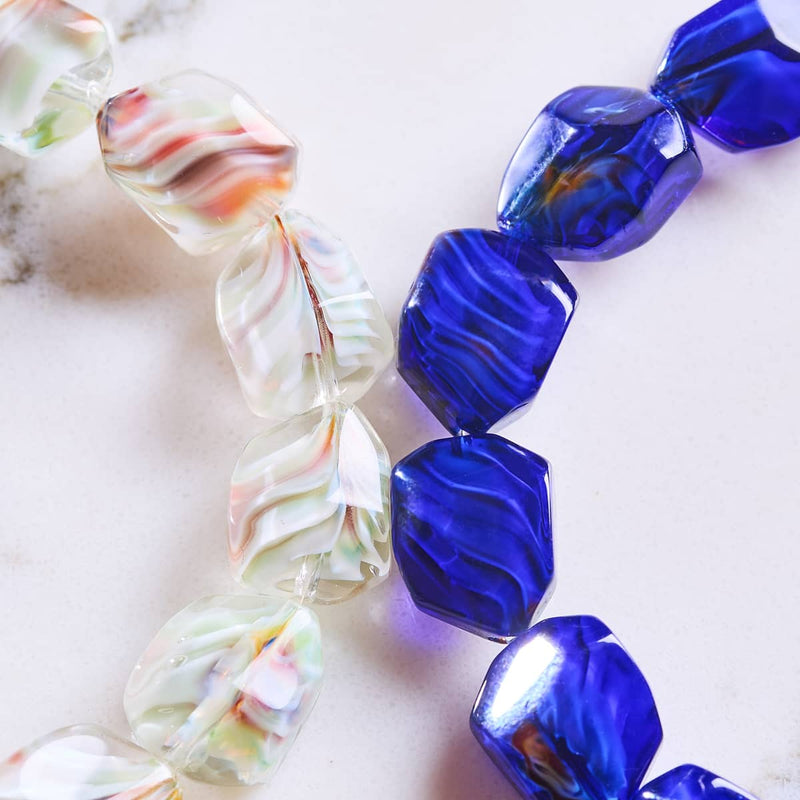 Sapphire Gem Glass Bracelet 2 Set