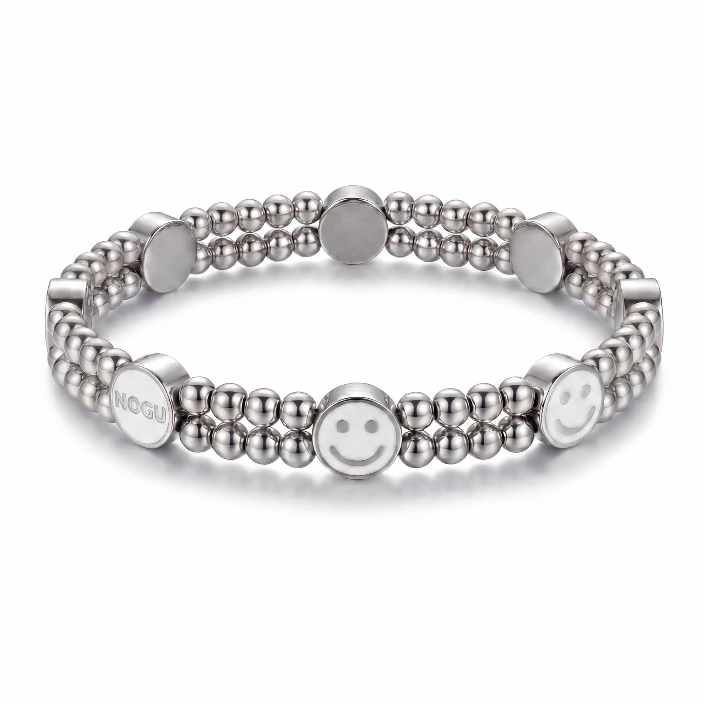 Silver x White Luminous Enamel | Smile Bracelet