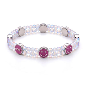 Rainbow White Mermaid Glass x Pink Luminous Enamel | Smile Bracelet