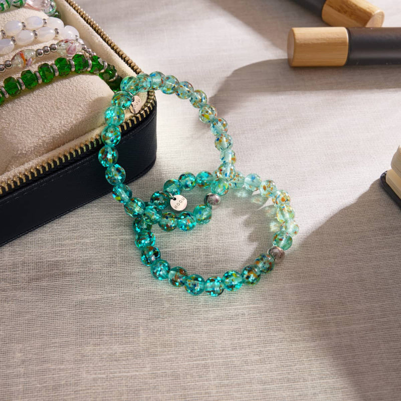 Teal | Firefly Glass Confetti Bracelet