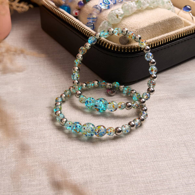 Aqua | Firefly Glass Confetti Cascade Bracelet