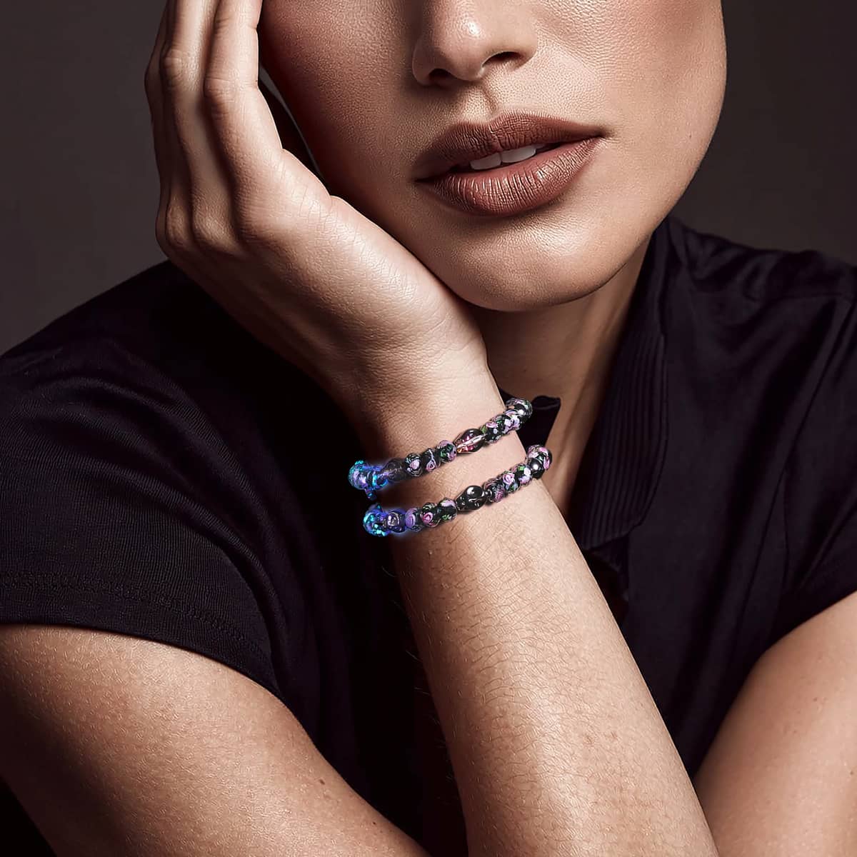 NOGU.studio - NOGU - Firefly Glass Bracelets - Midnight Blossom | Firefly Glass Diamonds Bracelet