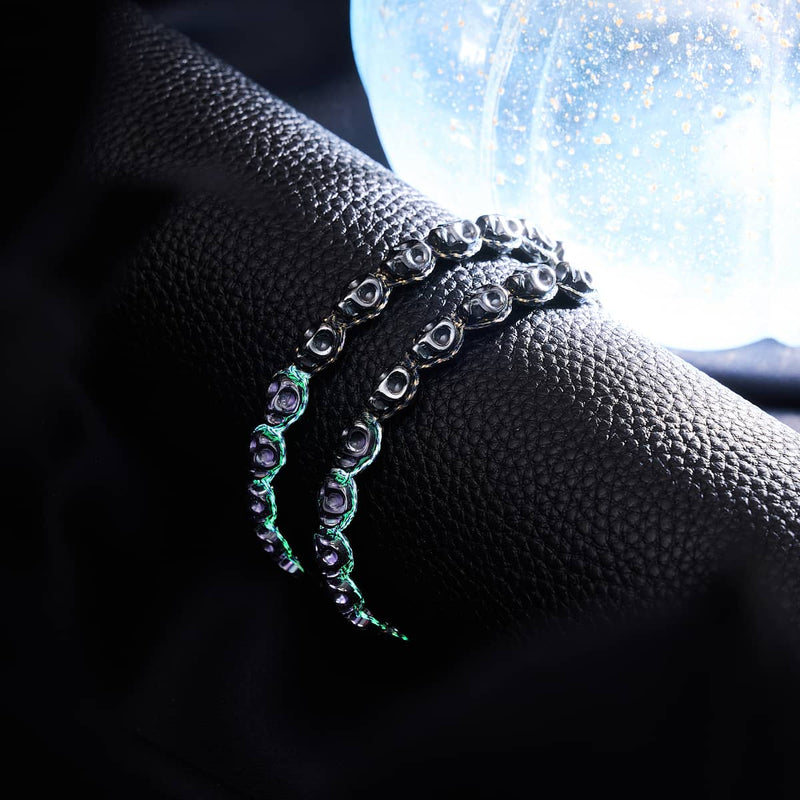 Hades | Hematite Skulls x Black GloWeave | Macrame Bracelet