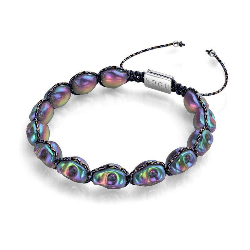 Cobalt Eclipse | Unicorn Hematite Skulls x Blue GloWeave | Macrame Bracelet