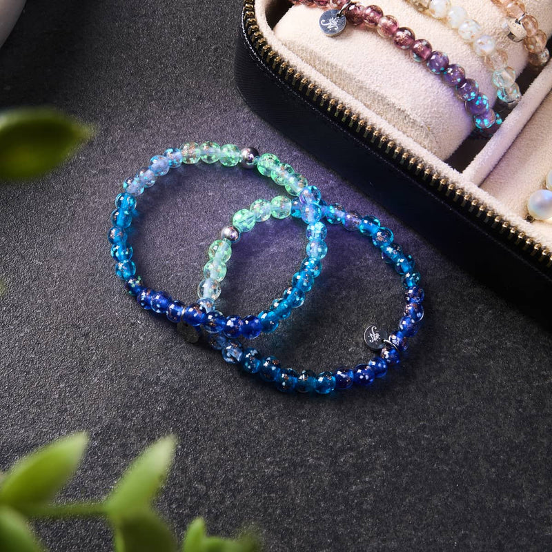 Aquamarine Ombre | 6mm Firefly Glass Bracelet