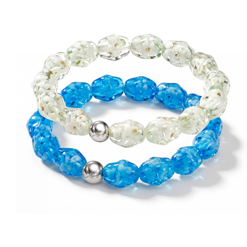Firefly Glass Cloud Pebble Bracelet 2-Set