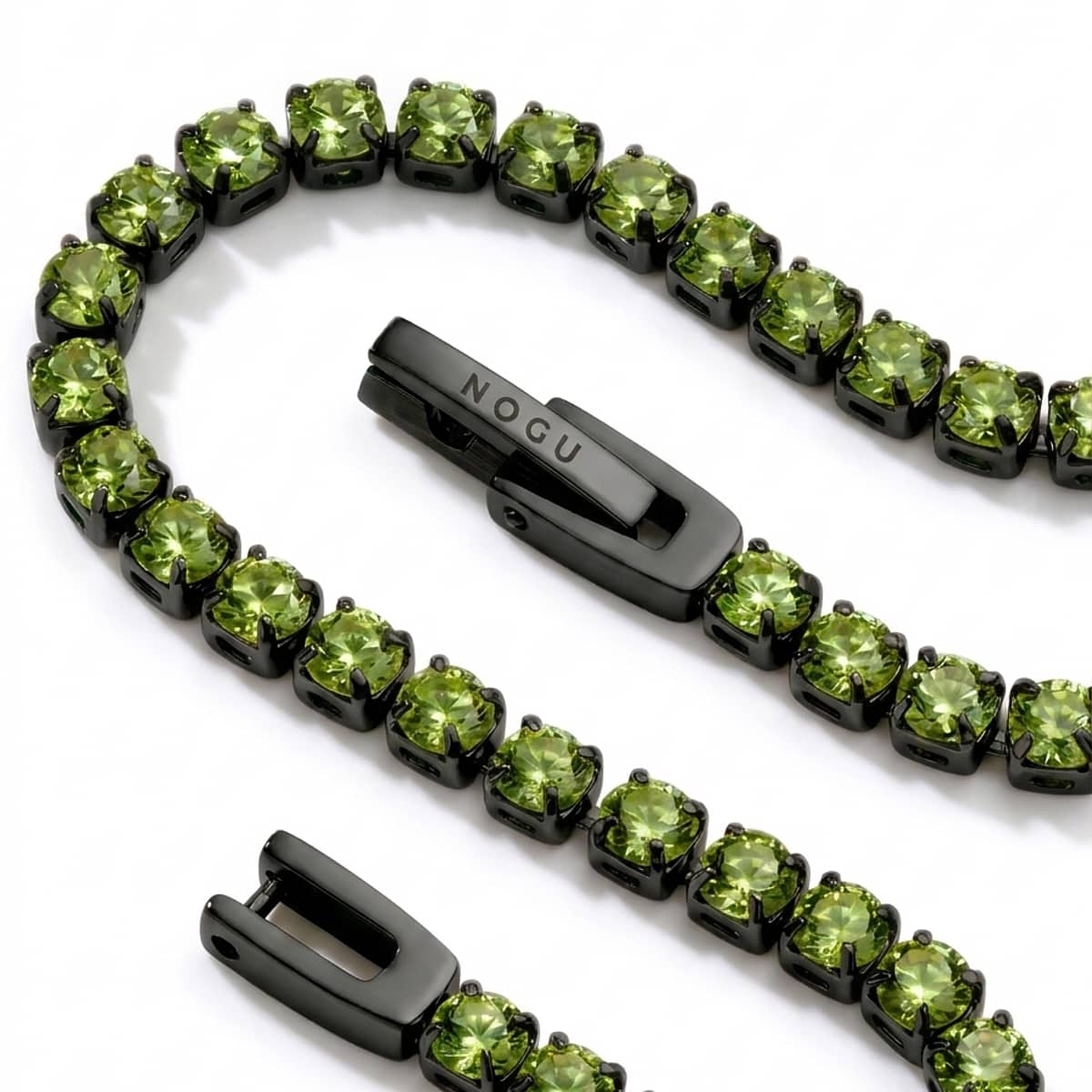 Peridot Crystal x Gunmetal | Tennis Club Bracelet