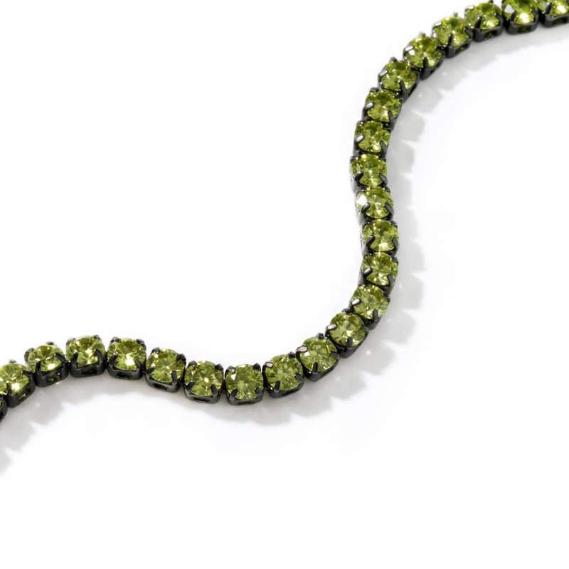 Peridot Crystal x Gunmetal | Tennis Club Bracelet