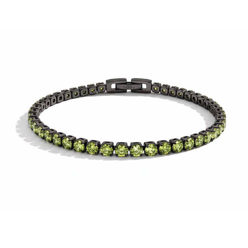 Peridot Crystal x Gunmetal | Tennis Club Bracelet