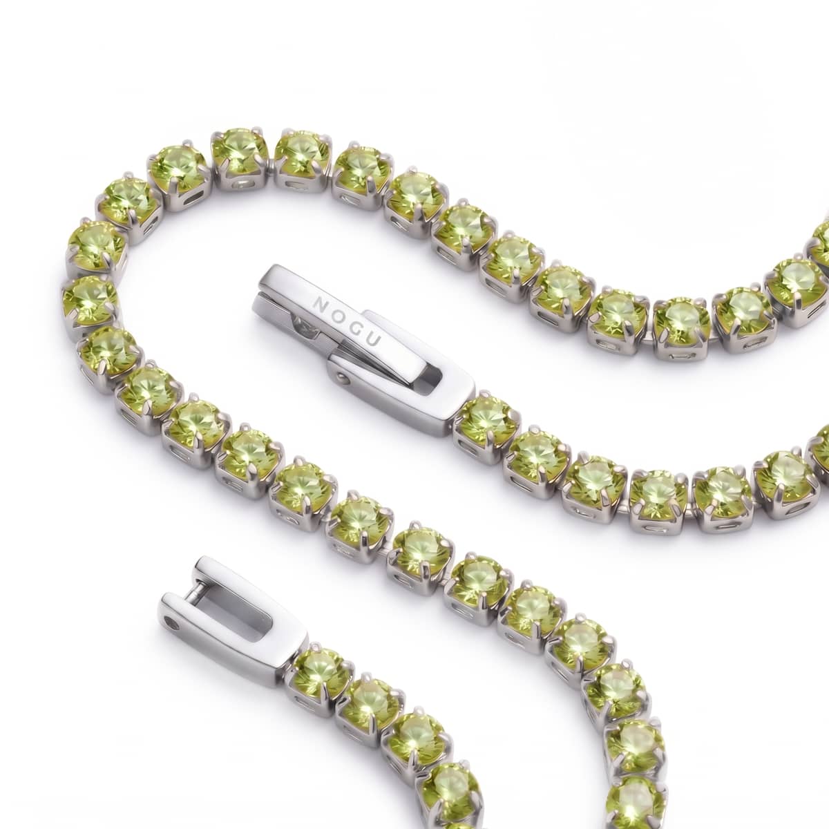 Peridot Crystal x Rhodium | Tennis Club Bracelet