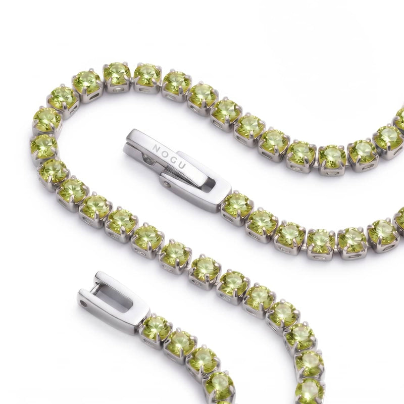 Peridot Crystal x Rhodium | Tennis Club Bracelet