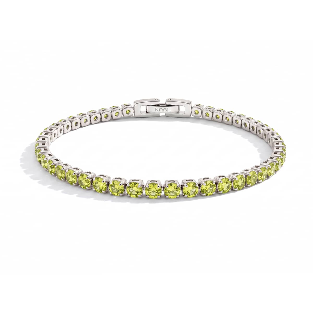 Peridot Crystal x Rhodium | Tennis Club Bracelet