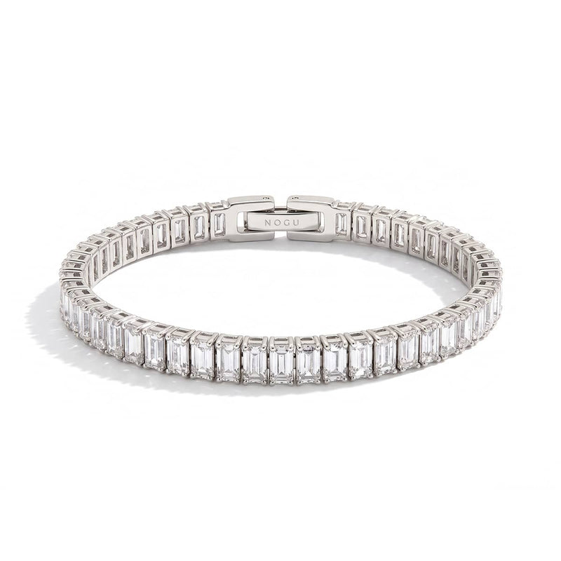 Baguette Cut Crystal x Rhodium | Tennis Bracelet