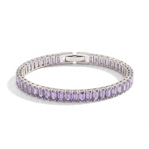 Amethyst Baguette Cut Crystal x Rhodium | Tennis Bracelet