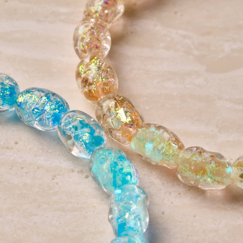 Sea and Sand | Firework Glass Micro Pebble Bracelet 2 Set